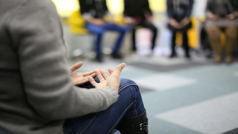 Attendees at a parenting class in South West London